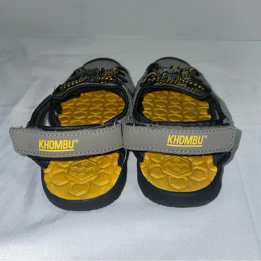 Khombu Kyle Boys Grey Yellow Closed Toe Water Sandals Size 12 Outdoor Hiking
